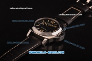 Panerai Luminor Marina Fu PAM 366 Swiss ETA 6497 Manual Winding Steel Case with Black Dial and Black Leather Strap