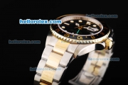 Rolex GMT-Master II Oyster Perpetual Swiss ETA 2836 Automatic Movement Two Tone with Black Bezel and Black Dial