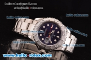 Rolex Yacht-Master Oyster Perpetual Chronometer Automatic with White Case and Bezel--Blue Dial--White Round Bearl Marking--Small Calendar