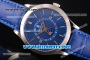 Patek Philippe Grand Complications Perpetual Calendar Miyota Quartz Steel Case with Blue Dial and Silver Stick Markers