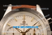 Omega Speedmaster'57 Co-Axial Chronograph Clone Omega 9300 Automatic Steel Case with White Dial Stick Markers and Brown Leather Strap (EF)