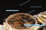 Rolex Datejust Asia 2813 Automatic Full Steel with Yellow Gold/Diamond Bezel and Grey MOP Dial-SS Strap