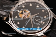 Patek Philippe Calatrava Tourbillon Swiss ETA 2824 Automatic Steel Case with Diamonds Markers and Black Dial