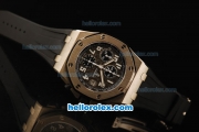 Audemars Piguet Royal Oak Offshore Grey Themes Chronograph Swiss Valjoux 7750 Automatic Movement Titanium Case with Black Rubber Strap-Run 12@Sec