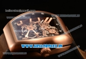 Franck Muller Vanguard Miyota Automatic Copy Tourbillon Rose Gold Case With Skeleton Dial Leather/Rubber Strap