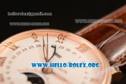 BlancPain Villeret Miyota 9015 Automatic Rose Gold Case with White Dial and Brown Leather Strap (ZF)