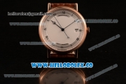 Breguet Classique Miyota 9015 Automatic Rose Gold Case with White Dial and Brown Leather Strap Arabic Numeral Markers - (AAAF)