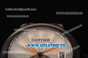 Cartier Rotonde De Miyota Quartz PVD Case with Silver Dial and Brown Leather Strap