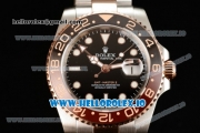 Rolex GTM-Master II 2836 Automatic Rose Gold Case with Black Dial Dots Markers and Two Tone Bracelet