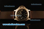 Panerai Luminor Marina Pam 177 1:1 Original Swiss ETA 6497 Manual Winding Titanium Case with Black Dial and Dark Brown Leather Strap