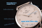 IWC Portofino Swiss ETA 2892 Automatic Steel Case with Silver Arabic Numeral Markers and White Dial