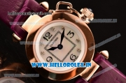 Cartier Pasha C Swiss Quartz Rose Gold Case with White MOP Dial and Burgundy Leather Strap