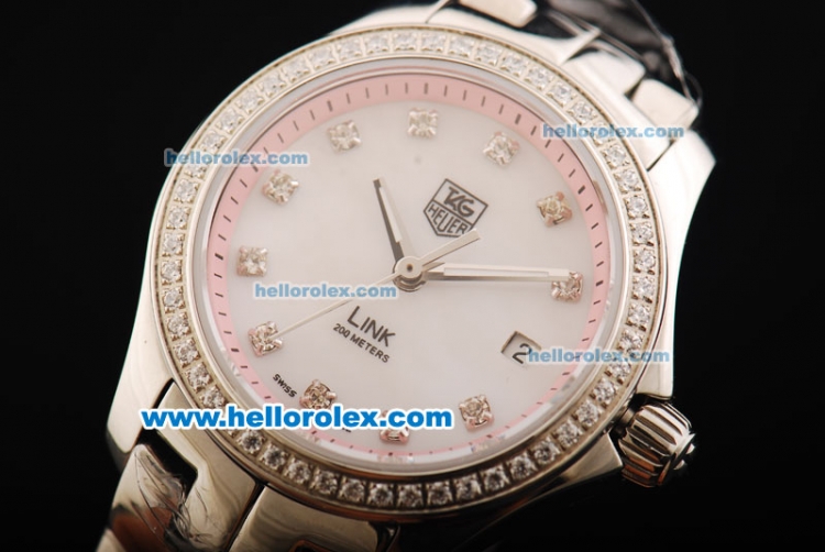 Tag Heuer Link 200 Meters Swiss Quartz Movement Steel Case with White Dial and Diamond Markers/Bezel-Lady Model - Click Image to Close