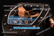 Richard Mille RM 023 Miyota 9015 Automatic PVD Case with Eagle Skeleton Dial and Black Rubber Strap