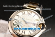 Cartier Ballon Bleu De Medium Swiss ETA 2671 Automatic Steel Case Silver Dial Diamonds Markers and Two Tone Bracelet - 1:1 Original