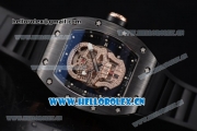 Richard Mille RM052 Miyota 9015 Automatic PVD/Rose Gold Case with Black Rubber Strap and Skull Dial PVD Bezel