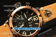 U-Boat Chimera Chronograph OS10 Quartz With Rose Gold Bezel and Black Case Brown Leather White Marker