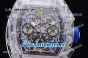 Richard Mille RM 011 Felipe Massa Flyback Chronograph Swiss Valjoux 7750 Automatic Sapphire Crystal Case with Skeleton Dial Blue Inner Bezel and Aerospace Nano Translucent Strap