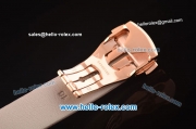 Omega Ladymatic Swiss ETA 2671 Automatic Rose Gold Case with White Stripy Dial and Pink Leather Strap-1:1 Original