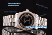 Rolex Day Date Swiss ETA 2836 Automatic Steel Case with Diamond Markers and Black Dial