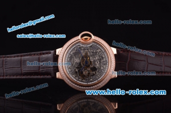 Cartier Ballon Bleu De Automatic Steel Case with Diamond Bezel and Skeleton Dial-Roman Markers