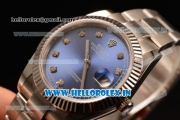 Rolex Datejust Oyster Perpetual Swiss ETA 2836 Automatic Steel Case Diamonds Markers With Blue Dial Steel Bracelet (BP)