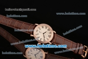 Franck Muller Liberty Miyota Quartz Rose Gold Case with Brown Leather Bracelet Diamond Bezel and Black Arabic Numeral Markers