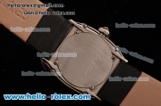 Cartier Baignoire Swiss Quartz Steel Case with Diamond Bezel and Black Leather Strap White Dial