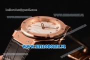 Hublot Classic Fusion 9015 Auto Rose Gold Case with White Dial and Black Leather Strap