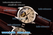 Patek Philippe Grand Complitcations Asia HT1035-Tourbillon Automatic Steel Case with Brown Leather Strap Roman Numeral Markers and White Dial