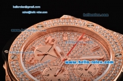 Hublot Big Bang Chrono Hub4100 Automatic Rose Gold Case with Diamond Dial Black Rubber Strap and Stick/Numeral Markers