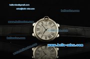 Cartier Ballon Bleu De Swiss ETA 2836 Automatic Steel Case with Black Leather Strap White Dial Roman Markers