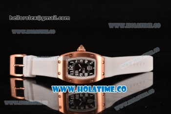 Richard Mille RM 007 Miyota 9015 Automatic Rose Gold Case with Skeleton Dial Arabic Numeral Markers and White Rubber Strap (K)