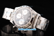 Rolex Daytona Swiss Valjoux 7750 Chronograph Movement Silver Case with Black Dial and White Subdials-Silver Stick Marker