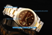 Rolex Datejust II Oyster Perpetual Automatic Movement Brown Dial with Diamond Markers and Gold Bezel-Two Tone Strap