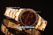 Rolex Daytona Chronograph Swiss Valjoux 7750 Automatic Rose Gold Case and Brown Dial with PVD Bezel-Rose Gold Strap