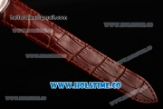 Cartier Rotonde De Swiss Quartz Steel Case with White Guilloche Dial and Brown Leather Strap