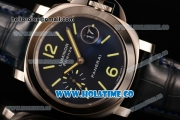 Panerai Luminor Marina Boutique Editions PAM 229 Swiss Valjoux 7750 Automatic Steel Case with Blue Dial and Green Stick/Arabic Numeral Markers (H)