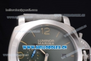 Panerai Luminor Marina 1950 3 Days Asia ST25 Automatic Steel Case with Green Dial Stick/Arabic Numeral Markers and Grey Leather Strap