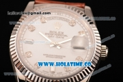 Rolex Day-Date Asia 2813/Swiss ETA 2836/Clone Rolex 3135 Automatic Steel Case with White Dial and Diamonds Markers (BP)