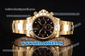 Rolex Cosmograph Daytona Clone Rolex 4130 Automatic Yellow Gold Case/Bracelet with Blac Dial and Stick Markers (BP)