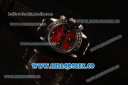 Rolex Daytona Vintage Edition Chrono Miyota OS20 Quartz Steel Case with Red Dial and Black Leather Strap