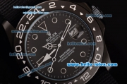 Rolex Explorer II Bamfor Asia 2813 Automatic PVD Case with Black Nylon Strap Black Dial White Markers