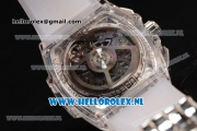 Hublot MP-06 Senna Chrono OS20 Quartz Rubber Case with Skeleton Dial and White Rubber Strap