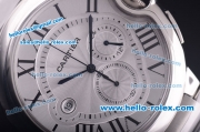 Cartier ballon bleu de Chronograph Quartz Full Case with Silver Dial - 7750 coating