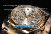 Rolex Datejust 3135 Auto Yellow Gold Case with White Dial and Two Tone Bracelet - 1:1 Origianl (AAAF)