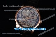 Roger Dubuis Excalibur Asia ST16 Automatic Rose Gold Case with Skeleton Dial and Black Leather Strap