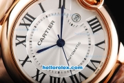 Cartier Ballon Bleu Automatic Movement Full Rose Gold with Black Rome Markers and White Dial-Small Calendar
