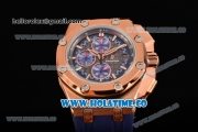 Audemars Piguet Royal Oak Offshore Miyota Quartz Rose Gold Case with Grey/Blue Dial and Blue Rubber Strap - Stick Markers (EF)