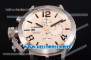 U-Boat Classico Italo Fontana Miyota OS10 Quartz Steel Case with Beige Dial Black Leather Strap and Arabic/Stick Markers